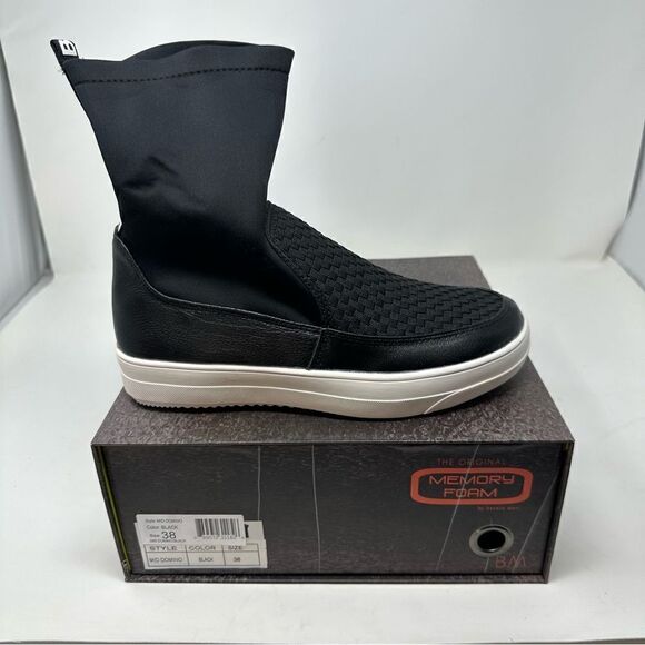 Bernie Meg Platform Sneaker Black Stretch Mid Boot - Picture 1 of 6